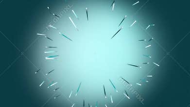 shattered glass fragments flying outward with sharp edges and splinters on blue background with gradient effect slowly
