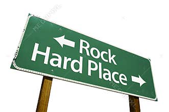 Rock, Hard Place road sign