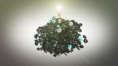 Eureka moment - gears and cogs brain and lightbulb