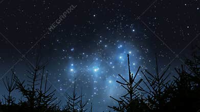Pleiades rising over the forest