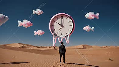 AI Melting clock in desert
