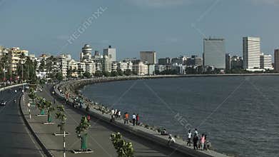 Marine Drive the Queen's necklace, Mumbai, India.