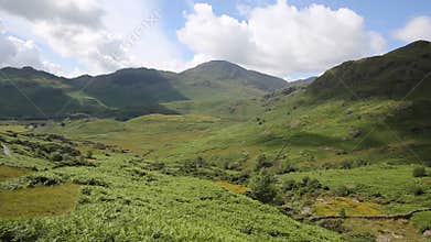View south from Blea Tarn between Great Langdale and Little Langdale Lake District Cumbria England UK