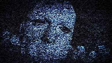 Man's Face in TV Static