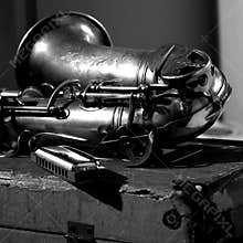 blues music, sax and harmonica