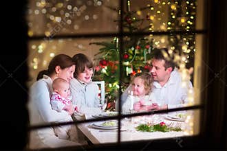 Family at Christmas dinner