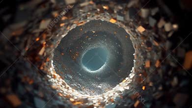 AI Abstract tunnel has glowing edges