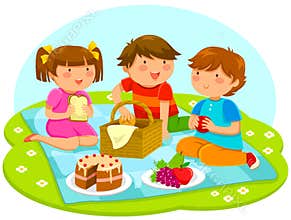 Kids having picnic