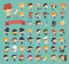 Set of 50 professions
