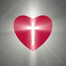 Heart shape with a shining cross inside