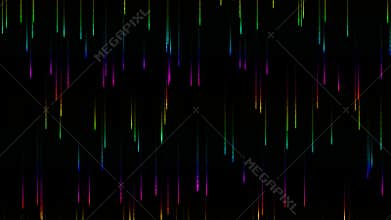 Vibrant Digital Rain Effect: Colorful Vertical Lines on Black