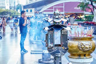 Urban shrine incense prayer