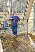 Pressure washing deck