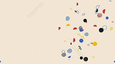 Colorful Confetti Falling on Beige Background
