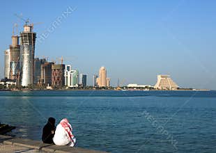 Qatari couple on Doha Corniche