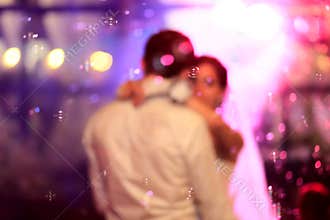 Beautiful wedding dance in soap bubbles