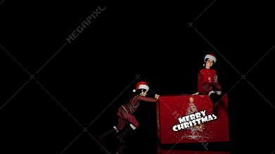 Elf Pushing Christmas Gift Lower Third