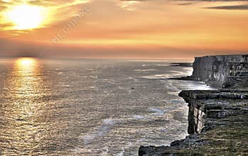 Ireland cliffs at sunset
