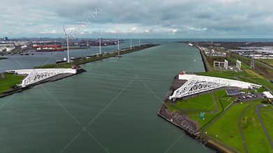 The Maeslantkering, or Maeslant barrier, is a storm barrier in the Rhine Delta in the Netherlands for flood protection