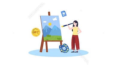 Woman create nft Animated Video