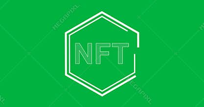Animation of nft hexagon symbol on transparent background