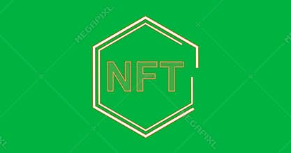 Animation of nft hexagon symbol on transparent background