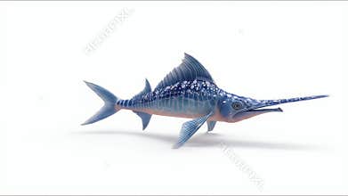 Blue Marlin Fish Isolated on White Background, a Majestic Underwater Creature
