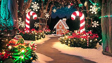 Walk Through a Magical Christmas Wonderland at Night