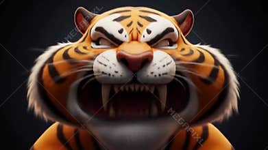 Angry 3d cartoon tiger head expressions pack roaring growls emotive closeups