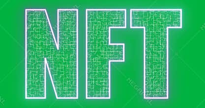 Animation of violet nft text on transparent background