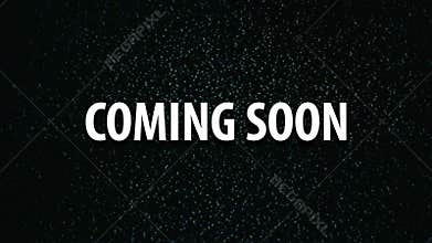 Coming soon title on tv noise background,
