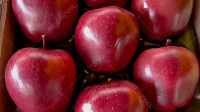 Jeromine red apples arranged in cardboard crate