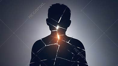 Silhouette of a Person Breaking Apart, Symbolizing Mental Health Issues