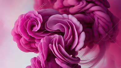 Abstract Magenta Ink Swirl in Water Creates a Floral Blossom Effect