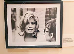 Black and White Portrait of Monica Vitti\'s 1960s allure on display at a photography exhibition in Mantua, Italy.