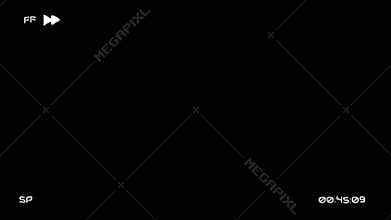 Fast Forward VHS Style Overlay. Noise Artifacts TV Screen No Signal, Defect Artifacts Effect.
