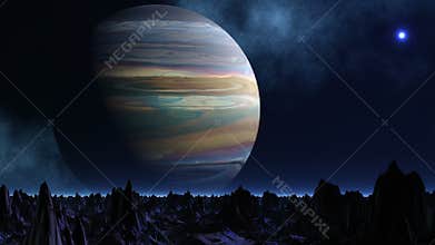 Huge planet and UFO