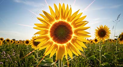 Vibrant Sunflower Field Bathed in Sunlight - A Summers Day Dream