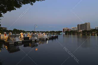 Orlando skyline, lake Eola Park