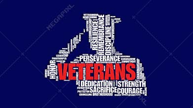 Veterans day symbol animated word cloud