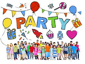 Multi-Ethnic Group of Children with Party Concepts