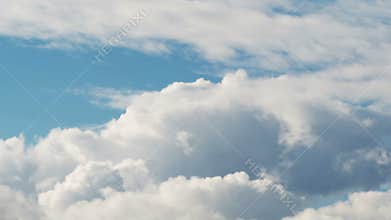 Fly through summer clouds fly from side