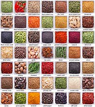 Large collection of different spices and herbs