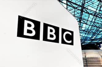 BBC Logo Displayed On White Panel Concept Highlighting British Broadcasting Corporation Media News Network Television