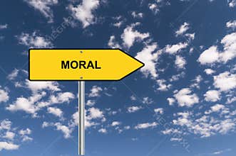 moral traffic sign on blue sky