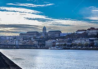 Buda Castle and Chain Bridge Over the Danube in Budapest