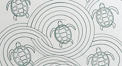 Sea Turtle Family Swimming in Ocean Waves