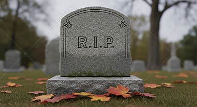 Gravestone in Autumn Cemetery