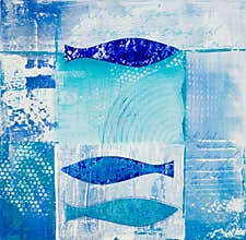 Blue fish collage