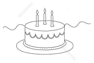 Birthday cake icon continuous one line drawing minimalist style isolate outline